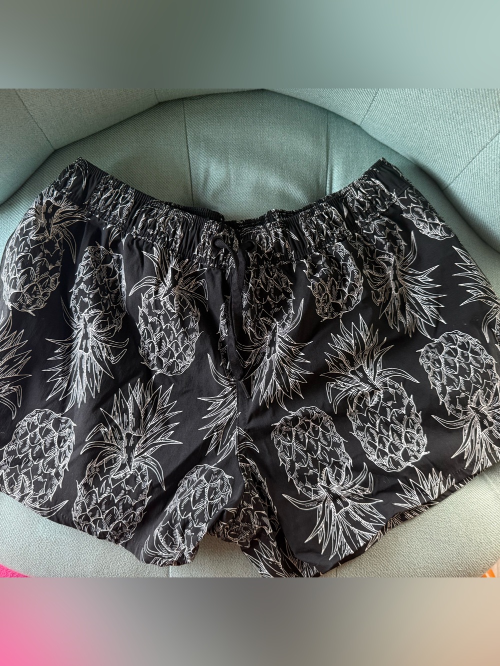 Lauren James Black Shorts with White Pineapple Print